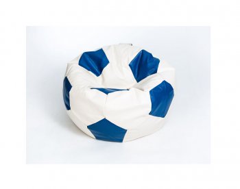 Кресло-мешок Мяч большой Экокожа бело-синее в Урае - uray.mebel-74.com | фото