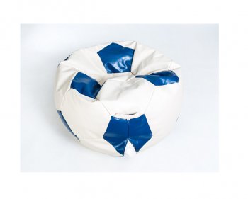 Кресло-мешок Мяч большой Экокожа бело-синее в Урае - uray.mebel-74.com | фото