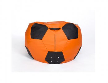 Кресло-мешок Мяч большой Экокожа оранжево-черное в Урае - uray.mebel-74.com | фото
