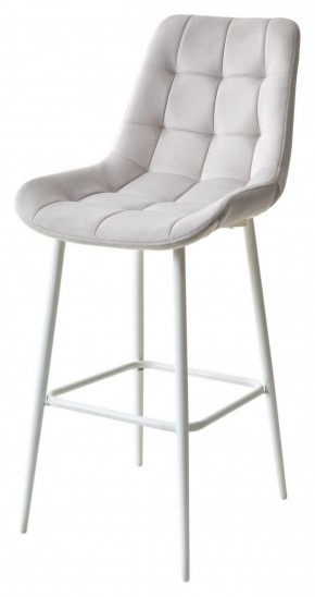Барный стул ХОФМАН, цвет H-09 Светло-серый, велюр / белый каркас М-City в Урае - uray.mebel-74.com | фото