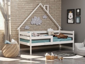 Детская кровать-домик из массива березы Соня-2 (800*1600) Белый/Лак в Урае - uray.mebel-74.com | фото