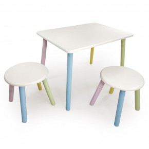 Детский комплект стол и два табурета круглых  (Белый, Белый, Цветной) в Урае - uray.mebel-74.com | фото