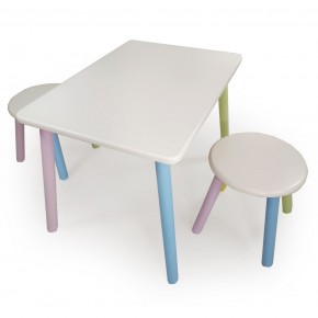 Детский комплект стол и два табурета круглых  (Белый, Белый, Цветной) в Урае - uray.mebel-74.com | фото