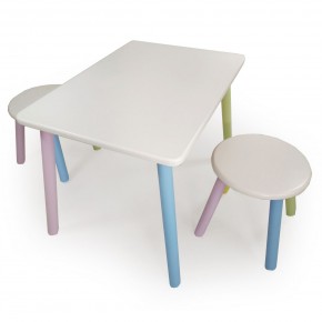 Детский комплект стол и два табурета круглых с накладкой Алфавит (Белый, Белый, Цветной) в Урае - uray.mebel-74.com | фото