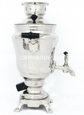 Электрический самовар из латуни никелированный на 1,5 литра форма "Тюльпан" с защитой от выкипания в Урае - uray.mebel-74.com | фото