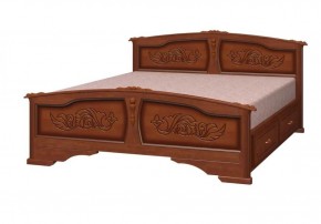 ЕЛЕНА Кровать из массива 1400 (Орех) с 2-мя ящиками в Урае - uray.mebel-74.com | фото