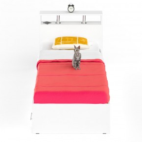 Камелия Кровать с ящиками 0900, цвет белый, ШхГхВ 93,5х217х78,2 см., сп.м. 900х2000 мм., без матраса, основание есть в Урае - uray.mebel-74.com | фото