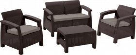 Комплект мебели Корфу сет (Corfu set) коричневый - серо-бежевый * в Урае - uray.mebel-74.com | фото
