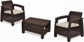 Комплект мебели Корфу Уикенд (Corfu Weekend) коричневый - серо-бежевый * в Урае - uray.mebel-74.com | фото