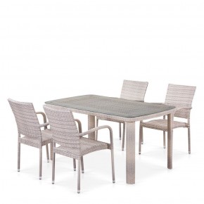 Комплект плетеной мебели T256C/Y376C-W85 Latte (4+1) + подушки на стульях в Урае - uray.mebel-74.com | фото