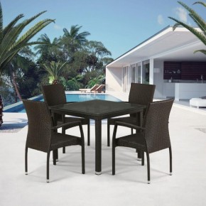 Комплект плетеной мебели T257A/YC379A-W53 Brown (4+1) + подушки на стульях в Урае - uray.mebel-74.com | фото