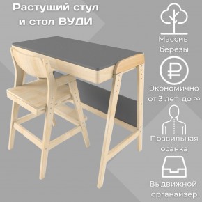 Комплект растущий стол и стул 38 попугаев «Вуди» (Серый, Без покрытия) в Урае - uray.mebel-74.com | фото