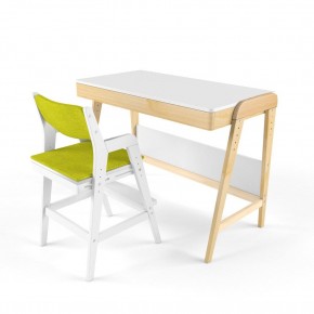 Комплект растущий стол и стул с чехлом 38 попугаев «Вуди» (Белый, Белый, Грин) в Урае - uray.mebel-74.com | фото
