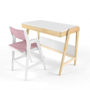 Комплект растущий стол и стул с чехлом 38 попугаев «Вуди» (Белый, Белый, Розовый) в Урае - uray.mebel-74.com | фото