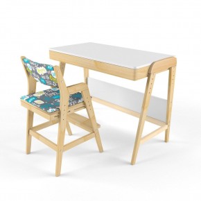 Комплект растущий стол и стул с чехлом 38 попугаев «Вуди» (Белый, Береза, Салют) в Урае - uray.mebel-74.com | фото