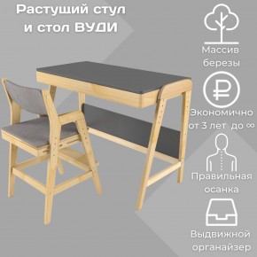 Комплект растущий стол и стул с чехлом 38 попугаев «Вуди» (Серый, Без покрытия, Серый) в Урае - uray.mebel-74.com | фото