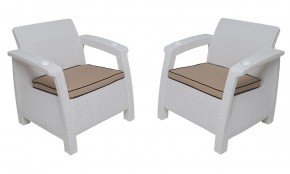 Комплект уличной мебели Yalta Premium Terrace Triple Set (Ялта) белый (+подушки под спину) в Урае - uray.mebel-74.com | фото
