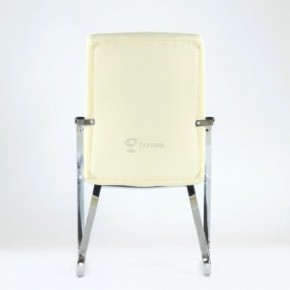 Кресло Barneo K-25 для посетителей и переговорных (хром, бежевая экокожа) в Урае - uray.mebel-74.com | фото