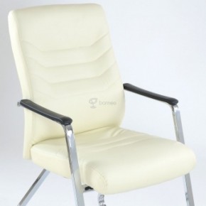 Кресло Barneo K-25 для посетителей и переговорных (хром, бежевая экокожа) в Урае - uray.mebel-74.com | фото