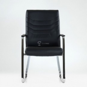Кресло Barneo K-25 для посетителей и переговорных (хром, черная экокожа) в Урае - uray.mebel-74.com | фото