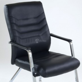 Кресло Barneo K-25 для посетителей и переговорных (хром, черная экокожа) в Урае - uray.mebel-74.com | фото