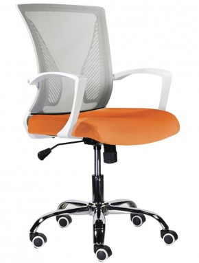 Кресло BRABIX "Wings MG-306", пластик белый, хром, сетка, серое/оранжевое, 532011 в Урае - uray.mebel-74.com | фото