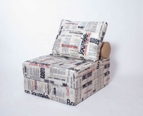 Кресло-кровать-пуф бескаркасное Прайм (Газета) в Урае - uray.mebel-74.com | фото