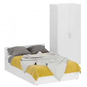 Кровать 1400 + Шкаф 2-х створчатый Стандарт, цвет белый, ШхГхВ 143,5х203,5х70 + 90х52х200 см., сп.м. 1400х2000 мм., без матраса, основание есть в Урае - uray.mebel-74.com | фото