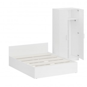 Кровать 1600 + Шкаф 2-х створчатый Стандарт, цвет белый, ШхГхВ 163,5х203,5х70 + 90х52х200 см., сп.м. 1600х2000 мм., без матраса, основание есть в Урае - uray.mebel-74.com | фото