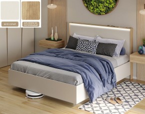Кровать (Бело-серый U775 ST9/Дуб Небраска натуральный) 1600 в Урае - uray.mebel-74.com | фото
