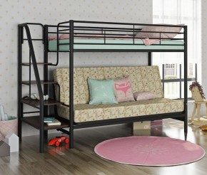 Кровать двухъярусная с диваном "Мадлен-3" (Черный/Серый) в Урае - uray.mebel-74.com | фото