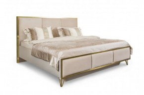 Кровать Lara 1800 с мягким изголовьем + основание (бежевый глянец) в Урае - uray.mebel-74.com | фото