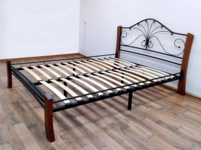 Кровать "Фортуна 4 ЛАЙТ" Черная (1600*2000) (ножки-махагон) с коваными элементами в Урае - uray.mebel-74.com | фото