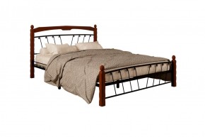 Кровать "Муза 1" КМД10  Черная (1400*2000) (ножки-махагон) с коваными изделиями в Урае - uray.mebel-74.com | фото