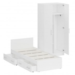 Кровать с ящиками 0900 + Шкаф 2-х створчатый Стандарт, цвет белый, ШхГхВ 93,5х203,5х70 + 90х52х200 см., сп.м. 900х2000 мм., б/м, основание есть в Урае - uray.mebel-74.com | фото