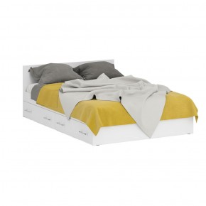 Кровать с ящиками 1400 + Пенал Стандарт, цвет белый, ШхГхВ 143,5х203,5х70 + 45х52х200 см., сп.м. 1400х2000 мм., без матраса, основание есть в Урае - uray.mebel-74.com | фото