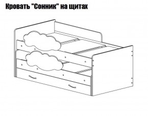 Кровать выкатная Соник на щитах (800*1600) с бортиком + ящик в Урае - uray.mebel-74.com | фото