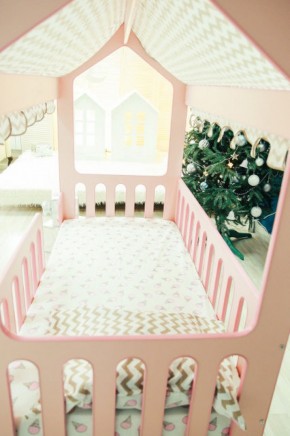 Кровать-домик без ящика 800*1600 (Розовый) в Урае - uray.mebel-74.com | фото