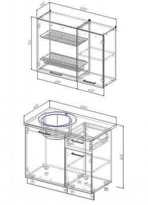 Кухонный гарнитур Графика 1000 (Стол. 26мм) в Урае - uray.mebel-74.com | фото
