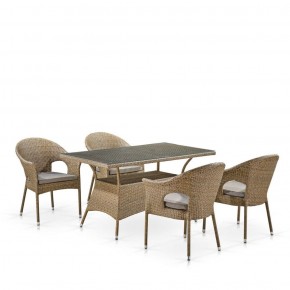 Обеденный комплект плетеной мебели T198B/Y79B-W56 Light Brown (4+1) в Урае - uray.mebel-74.com | фото