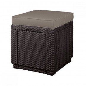 Пуфик Куб с подушкой (Cube with cushion) коричневый - серо-бежевый* в Урае - uray.mebel-74.com | фото