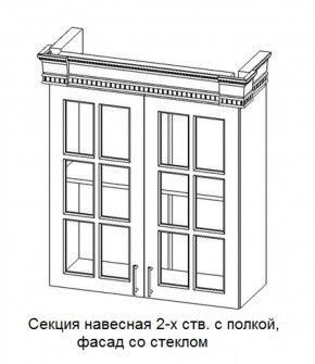 Секция навесная 2-х ств. с полкой "Верона", фасад со стеклом (800) в Урае - uray.mebel-74.com | фото