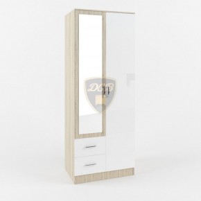 Шкаф 2-х створчатый с зеркалом Софи СШК 800.3 (дуб сонома/белый глянец) в Урае - uray.mebel-74.com | фото