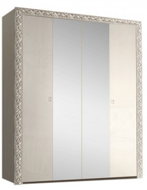 Шкаф 4-х дв. (с зеркалами) Premium слоновая кость/серебро (ТФШ1/4(П) в Урае - uray.mebel-74.com | фото
