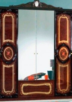 Шкаф 4-х дверный с зеркалами (01.144) Роза (могано) в Урае - uray.mebel-74.com | фото