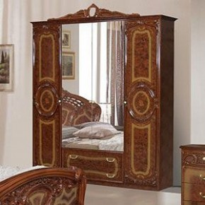Шкаф 4-х дверный с зеркалами (01.144) Роза (орех) в Урае - uray.mebel-74.com | фото