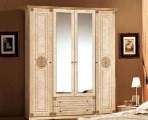 Шкаф 4-х дверный с зеркалами (02.144) Рома (беж) в Урае - uray.mebel-74.com | фото