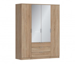 Шкаф 4х дверный с зеркалами Николь СБ-2595/1 (Дуб Сонома) в Урае - uray.mebel-74.com | фото
