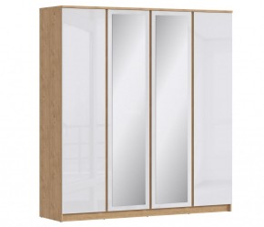 Шкаф 4х дверный с зеркалами Веста СБ-3082 (Дуб Бунратти/Белый глянец) в Урае - uray.mebel-74.com | фото