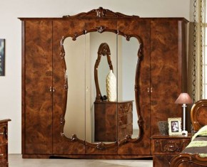 Шкаф 5-и дверный с зеркалами (20.145) Тициана (орех) в Урае - uray.mebel-74.com | фото